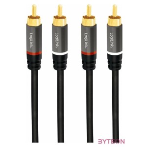 Logilink Audio Cable, 2x2 Cinch (RCA) male, gold,  1,5m, black