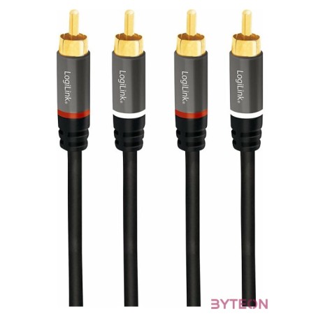 Logilink Audio Cable, 2x2 Cinch (RCA) male, gold,  1,5m, black