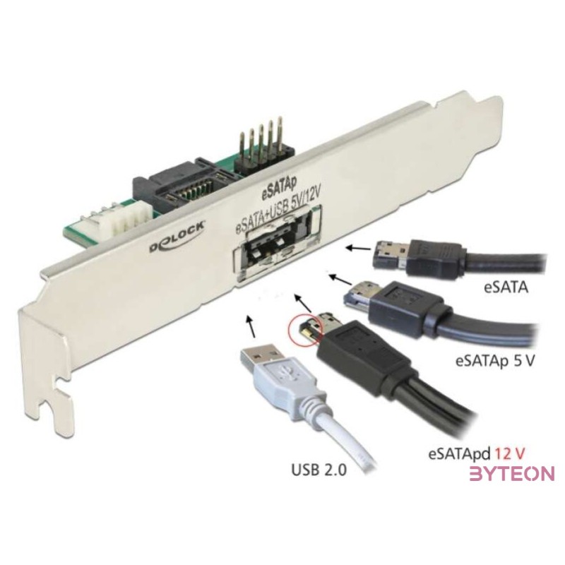 Delock Hátlapi lemez 1 x eSATApd 5 V , 12 V csatlakozóval