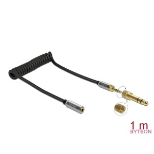 Delock Összecsavart kábelbővítmény 3,5 mm 3 tűs Sztereo Jack apa  Sztereo Jack anya 6,35 mm csavar