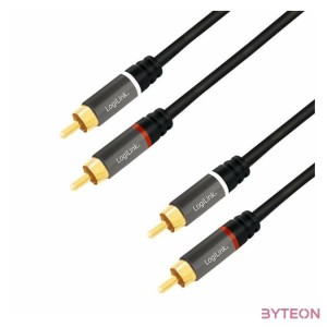 Logilink Audio Cable, 2x2 Cinch (RCA) male, gold,  1,5m, black