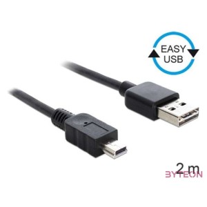 Delock Kábel, EASY-USB 2.0-s A-típusú csatlakozódugó  USB 2.0-s Mini-B-típusú csatlakozódugó, 2 m,