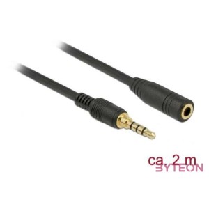 Delock Sztereó jack hosszabbító kábel 3,5 mm 4-tűs apa  anya 2 m hosszú fekete