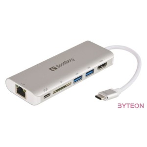 Sandberg USB-C dokkoló ezüst-fehér