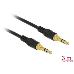 Delock Sztereó Jack Kábel 3,5 mm 3 tűs férfi  férfi 3 m fekete