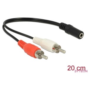 Delock Audio (Hang)kábel 2 x RCA apa  1 x 3,5 mm 3 tűs Sztereo Jack 20 cm