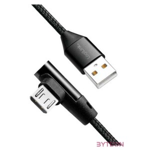 Logilink USB 2.0 Cable, AM to Micro BM, angled plug, black, 0.3m