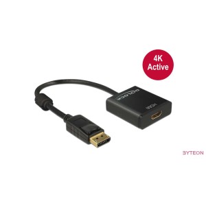 Delock Displayport 1.2 male - HDMI 4K female aktív - Fekete