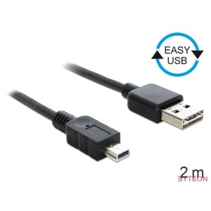 Delock Kábel, EASY-USB 2.0-s A-típusú csatlakozódugó  USB 2.0-s Mini-B-típusú csatlakozódugó, 2 m,