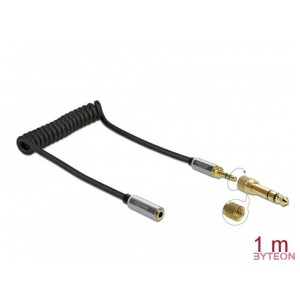 Delock Összecsavart kábelbővítmény 3,5 mm 3 tűs Sztereo Jack apa  Sztereo Jack anya 6,35 mm csavar