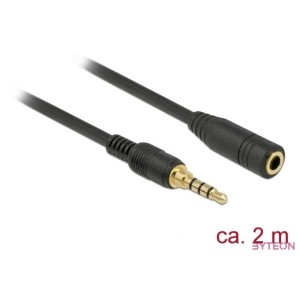 Delock Sztereó jack hosszabbító kábel 3,5 mm 4-tűs apa  anya 2 m hosszú fekete