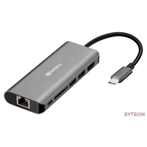 Sandberg USB-C dokkoló ezüst-fehér