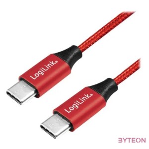 Logilink USB 2.0 Cable, USB-C M to USB-C M, red, 1m