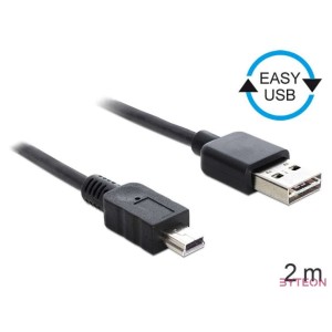 Delock Kábel, EASY-USB 2.0-s A-típusú csatlakozódugó  USB 2.0-s Mini-B-típusú csatlakozódugó, 2 m,