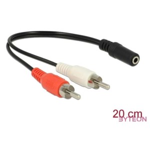 Delock Audio (Hang)kábel 2 x RCA apa  1 x 3,5 mm 3 tűs Sztereo Jack 20 cm