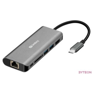 Sandberg USB-C dokkoló ezüst-fehér