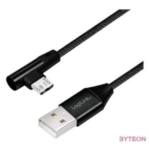 Logilink USB 2.0 Cable, AM to Micro BM, angled plug, black, 1m