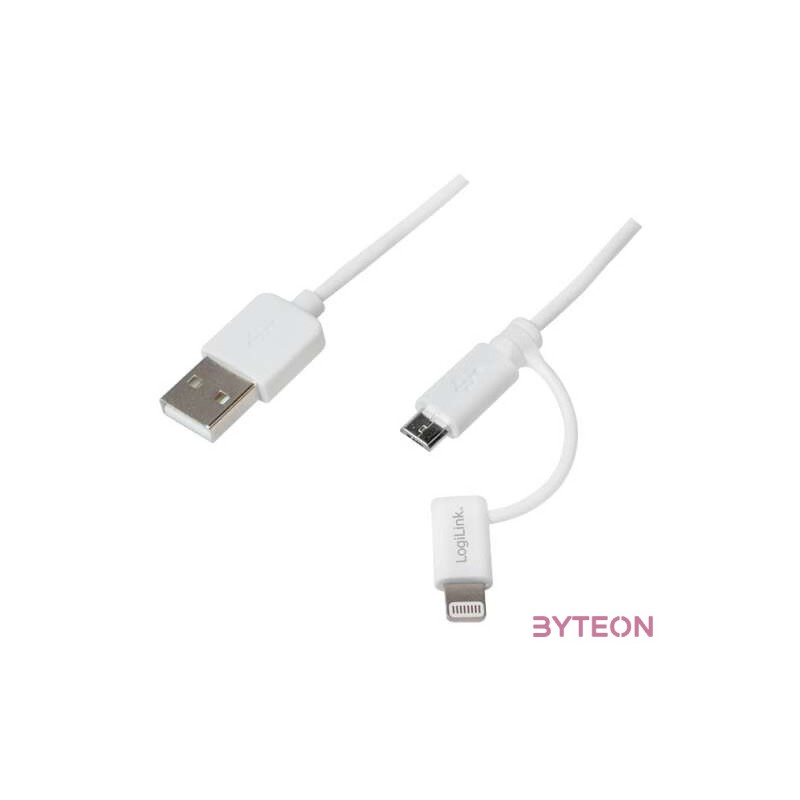 Logilink USB Cable, Micro USB with Lightning adapter, 1m