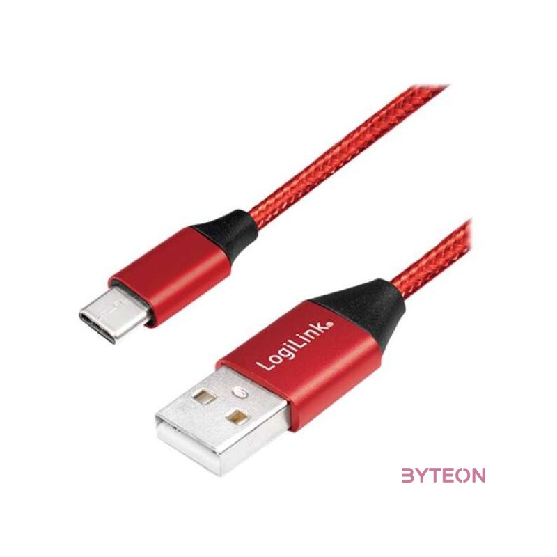 Logilink USB 2.0 Cable, AM to USB-C, red, 1m