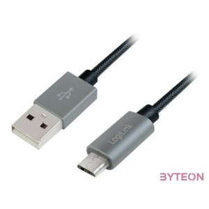 Logilink USB 2.0 Cable, USB AM to Micro BM, Nylon Braid, 2m