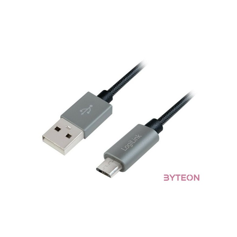 Logilink USB 2.0 Cable, USB AM to Micro BM, Nylon Braid, 2m