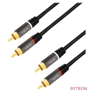 Logilink Audio Cable, 2x2 Cinch (RCA) male, gold,  3,0m, black