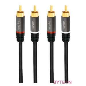 Logilink Audio Cable, 2x2 Cinch (RCA) male, gold,  1,0m, black