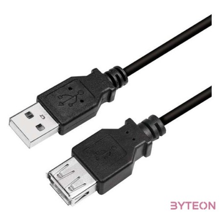 Logilink USB 2.0 Cable, AM to AF, black, 2m