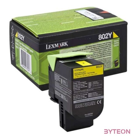 Toner Lexmark 802Y yellow  return  1000 pgs  CX310dn , CX310n , CX410de