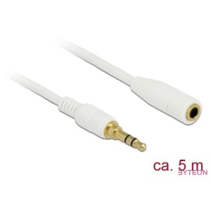 Delock Sztereó jack hosszabbító kábel 3,5 mm 3-tűs apa  anya 5 m hosszú fehér