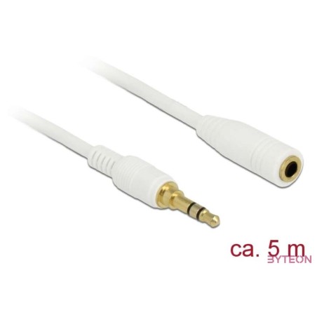 Delock Sztereó jack hosszabbító kábel 3,5 mm 3-tűs apa  anya 5 m hosszú fehér