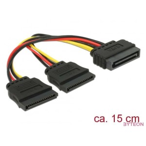 Delock Cable Power SATA 15 pin  2 x SATA HDD  straight