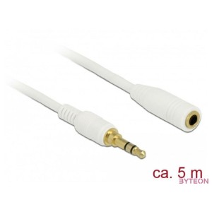 Delock Sztereó jack hosszabbító kábel 3,5 mm 3-tűs apa  anya 5 m hosszú fehér