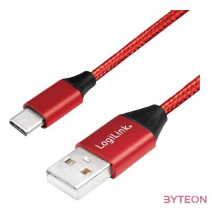 Logilink USB 2.0 Cable, AM to USB-C, red, 1m
