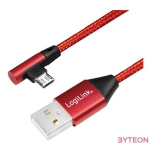 Logilink USB 2.0 Cable, AM to Micro BM, angled plug, red, 1m