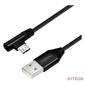 Logilink USB 2.0 Cable, AM to Micro BM, angled plug, black, 1m