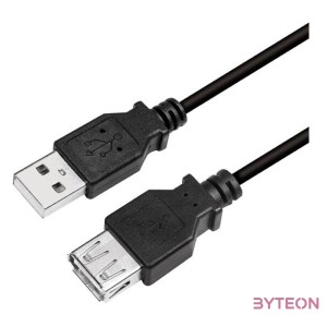 Logilink USB 2.0 Cable, AM to AF, black, 2m