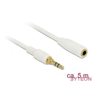Delock Sztereó jack hosszabbító kábel 3,5 mm 3-tűs apa  anya 5 m hosszú fehér