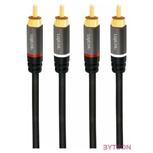 Logilink Audio Cable, 2x2 Cinch (RCA) male, gold,  3,0m, black