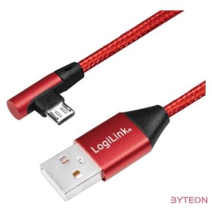 Logilink USB 2.0 Cable, AM to Micro BM, angled plug, red, 1m