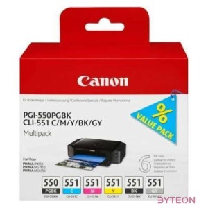 Canon PGI-550,CLI-551PGBK,C,M,Y,BK,GY MULTI PACK,VALUE PACK NON-BLIST tintapatron 5-color