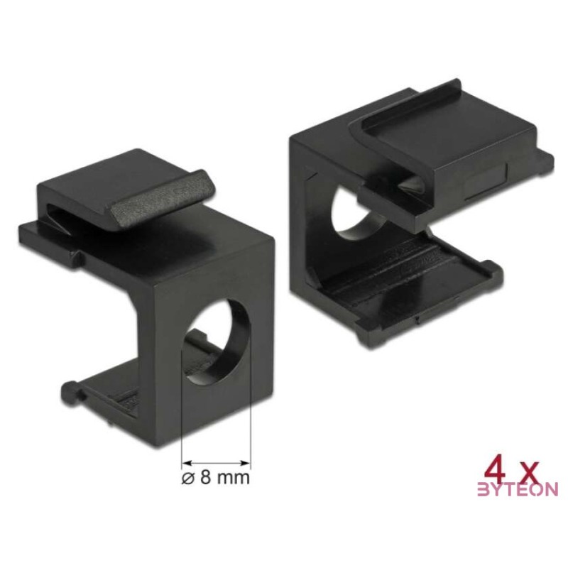 Delock Keystone fekete borító 8 mm-es lyukkal, 4 db.