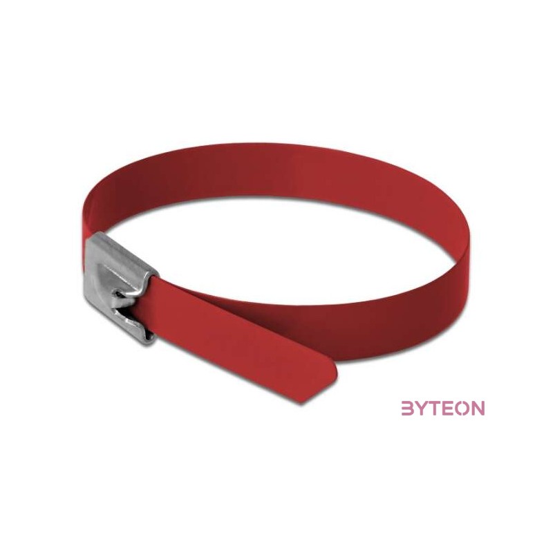 Delock Rozsdamentes Acél Kábelkötegek Hossza 400 x Szélesség 7,9 mm piros 10 db.