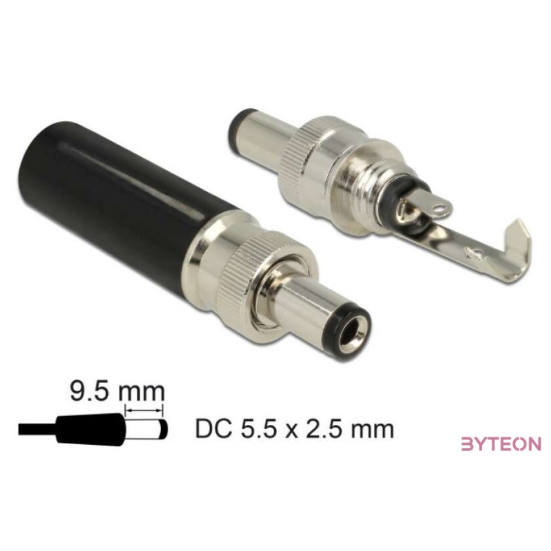 Delock DC csatlakozó apa 5,5 x 2,5 mm dugómérettel és 9,5 mm hosszal