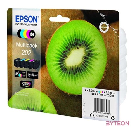 Ink Epson Kiwi Multipack 202  CMYKphoto black  Claria Premium