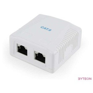 Gembird 2x RJ45 kat. 6 fali aljzat, komplett, fehér