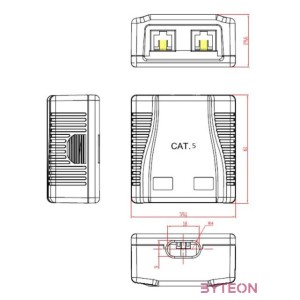Gembird 2x RJ45 kat. 5e fali aljzat, komplett, fehér