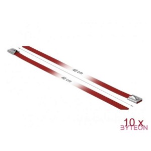 Delock Rozsdamentes Acél Kábelkötegek Hossza 400 x Szélesség 7,9 mm piros 10 db.