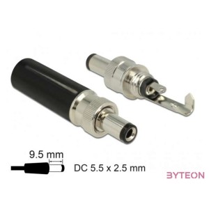 Delock DC csatlakozó apa 5,5 x 2,5 mm dugómérettel és 9,5 mm hosszal