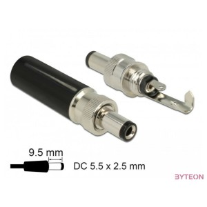Delock DC csatlakozó apa 5,5 x 2,5 mm dugómérettel és 9,5 mm hosszal